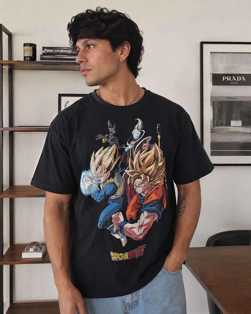 Dragon Ball Super Anime Graphic T-Shirt Men's Medium Black Goku Vegeta Beerus